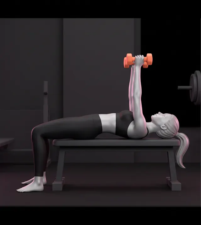 Dumbbell bench press, start position
