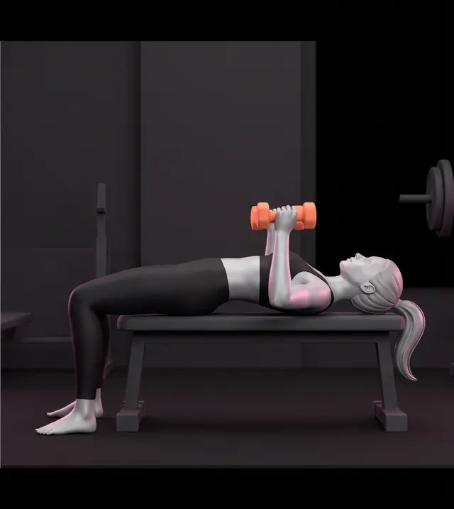 Dumbbell bench press, bottom position