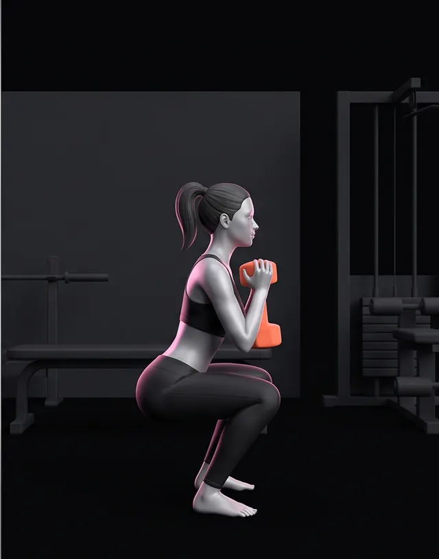 Squat movement, bottom position